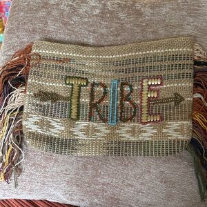 Tribal Woven Clutch with Fringe
